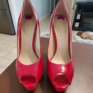 Red platform heels